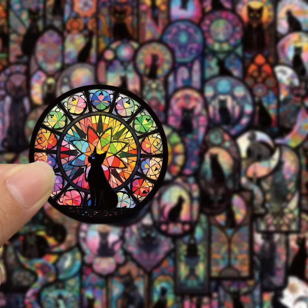 10/30/50pcs Dark Gothic Black Cat Cartoon Stickers Aesthetic Graffiti