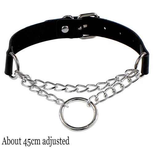 Woman Black Punk Choker Collar Necklace Sexy PU Leather Heart Lock Key