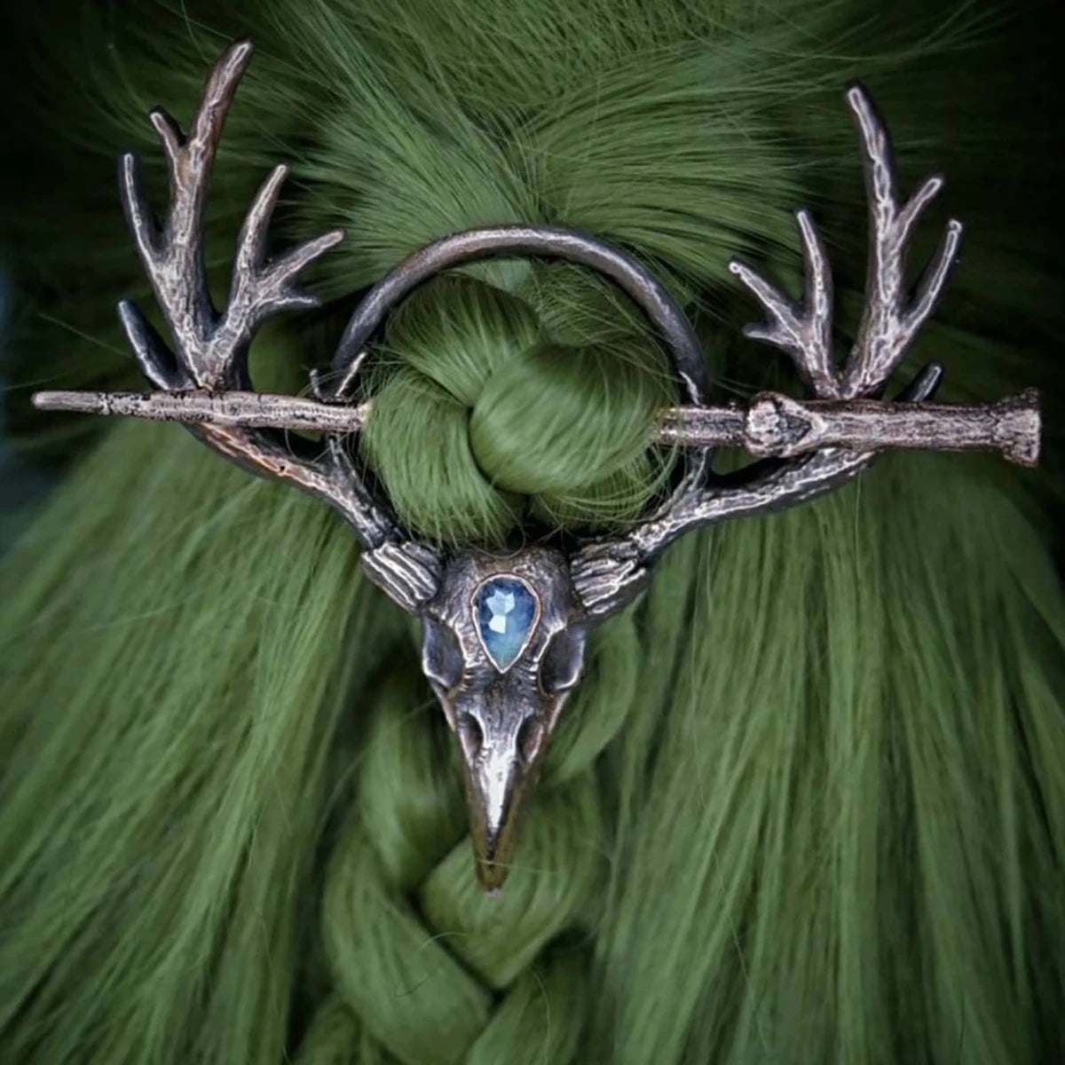 Gothic Retro Cow Skull Skeleton Moonstone Hair Clips Hairpins for