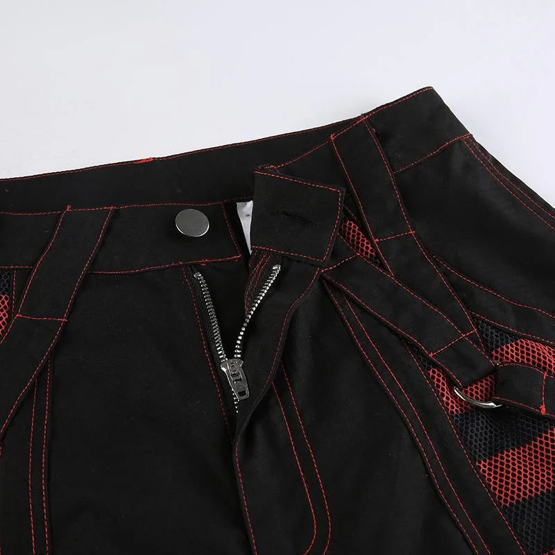 Black Unisex Goth Dark Y2k Punk Wide-Legged Grunge Cargo Pants Mall