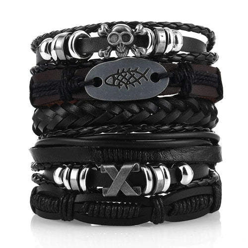 Fashion Bracelet Viking  Bracelet For Men Hand Bracelets Woven Skull