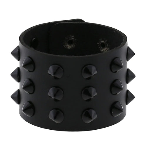 2024 New PU Leather Studded Bracelet Punk Bracelet Adjustable Goth