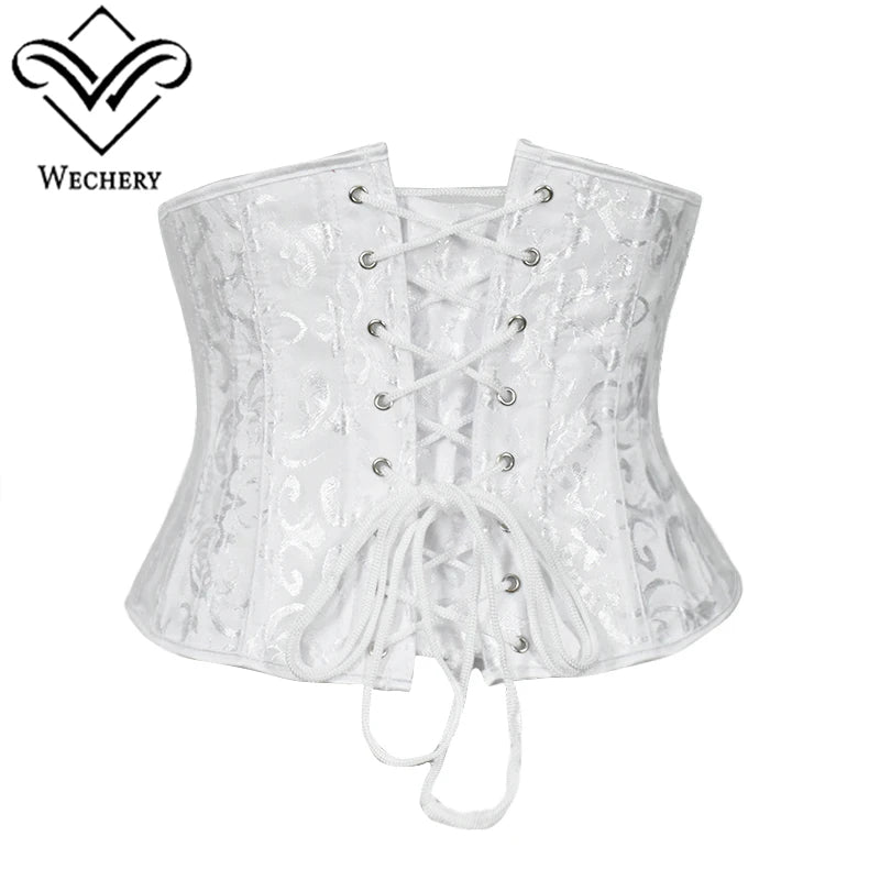 Underbust White Black Corset Woman Belt Plus Size Top Short Steel