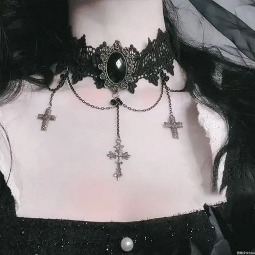 Lady Chokers Leaf Tassel Women Neck Jewelry Accessory Girl Lace Gothic
