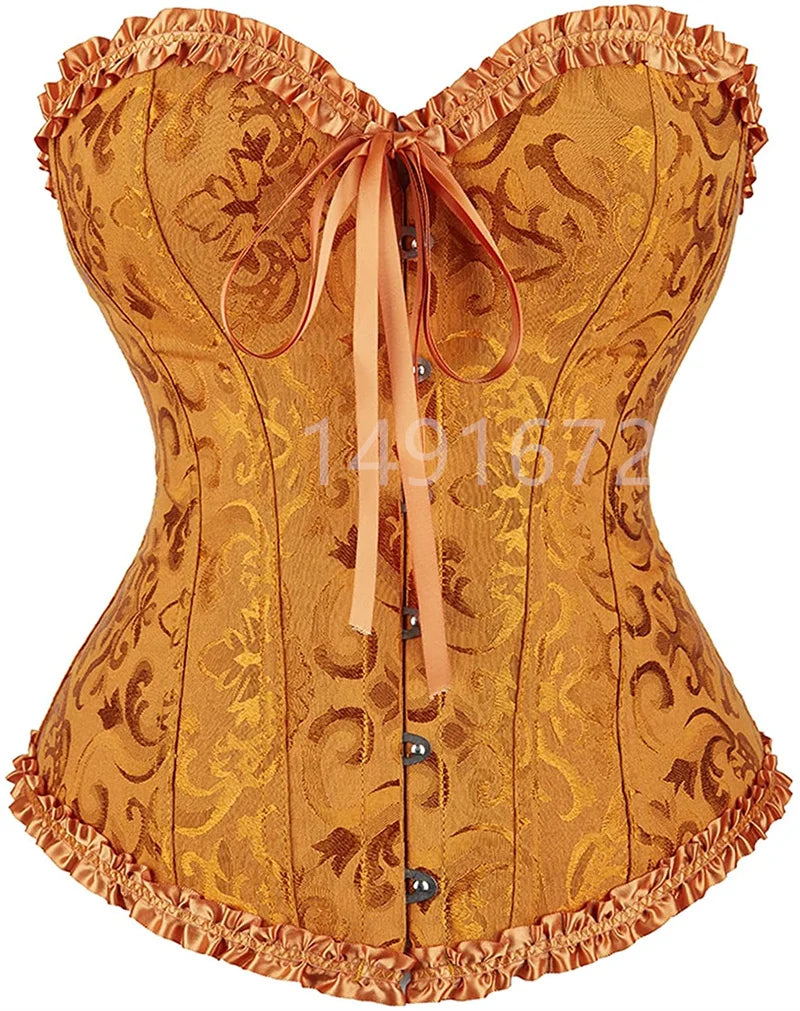 Corset Top Bustier Yellow Sexy Women's Plus Size Overbust Corselet
