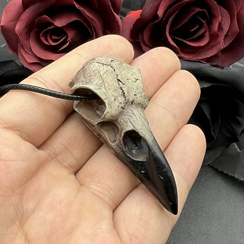 3D Goth Raven Skull Necklace Resin Replica Raven Magpie Crow Gothic