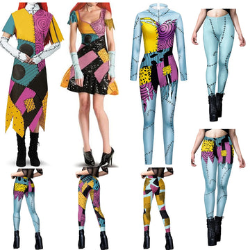 Halloween Anime Movie Sally Cosplay Dress Party Set Costume Christmas