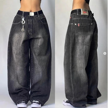 2024 New American Harajuku Retro Straight High Waist Y2K Street Style