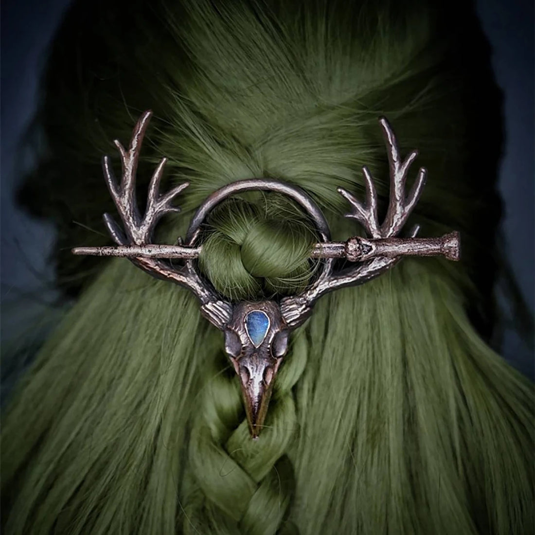 Gothic Retro Cow Skull Skeleton Moonstone Hair Clips Hairpins for