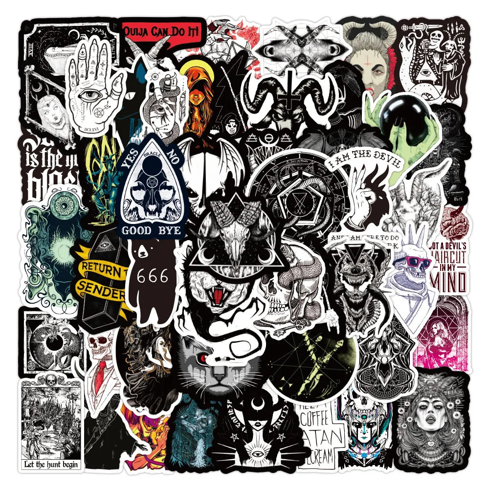 50pcs Cool Demon Lucifer Gothic Stickers Scrapbooking Fridge Laptop