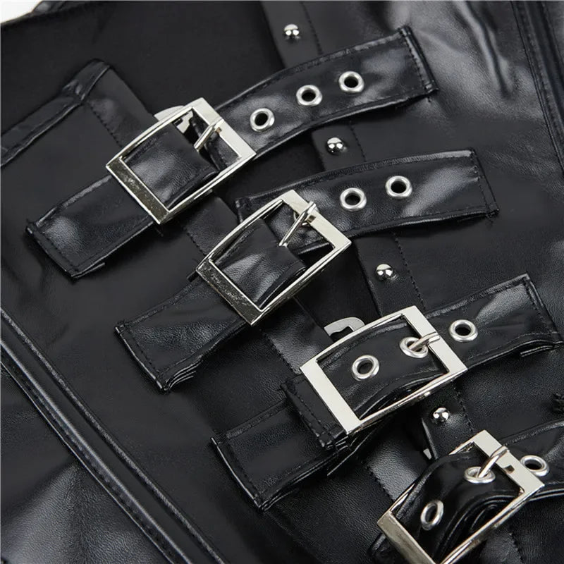 Steampunk Underbust Corset Vest Waist Cincher Vest Leather Bustier Top