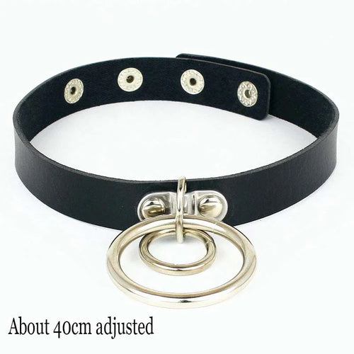 Woman Black Punk Choker Collar Necklace Sexy PU Leather Heart Lock Key