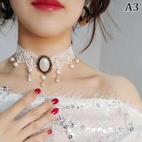 New Sexy Gothic Chokers Crystal Black Lace Neck Choker Necklace
