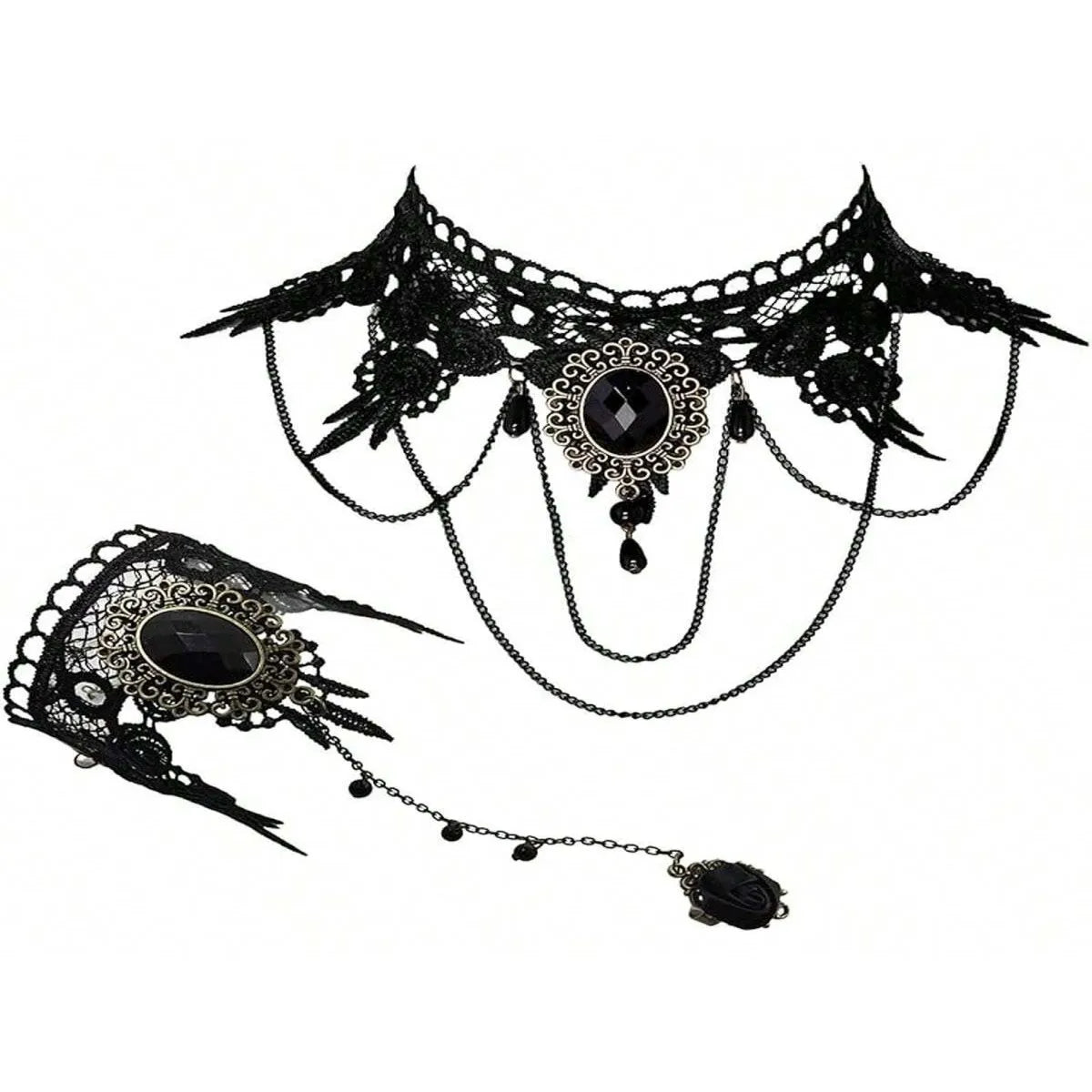 New Sexy Gothic Chokers Crystal Black Lace Neck Choker Necklace