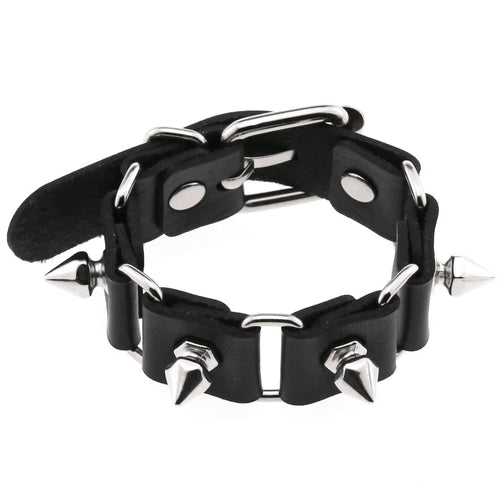 2024 New PU Leather Studded Bracelet Punk Bracelet Adjustable Goth