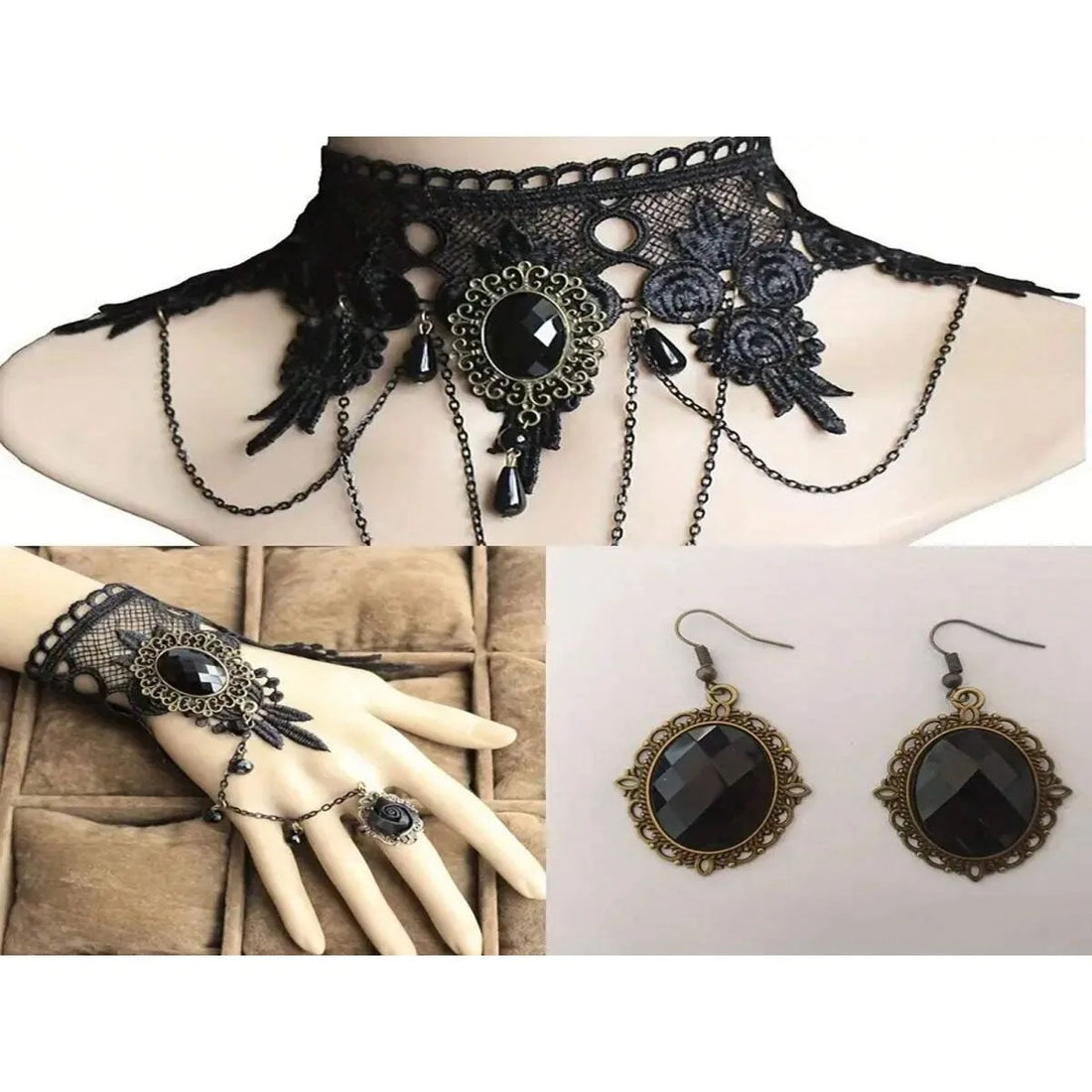 New Sexy Gothic Chokers Crystal Black Lace Neck Choker Necklace