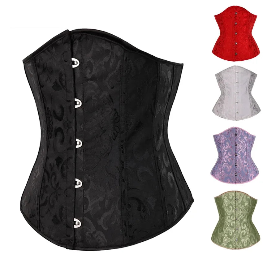 Underbust Corset Floral Push Up Boned Bustier Gothique Korsett For