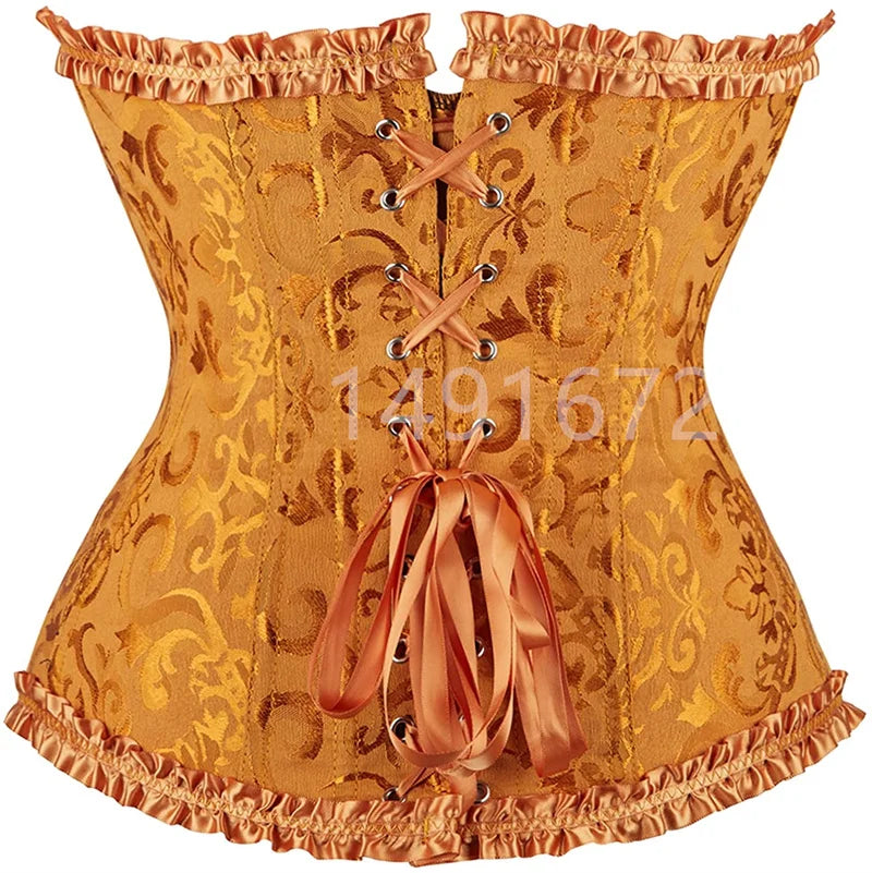 Corset Top Bustier Yellow Sexy Women's Plus Size Overbust Corselet