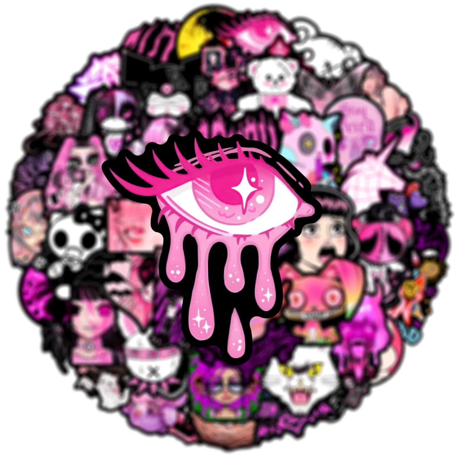 50PCS Pink Gothic Cool Girl Cartoon Graffiti Stickers DIY Phone Guitar