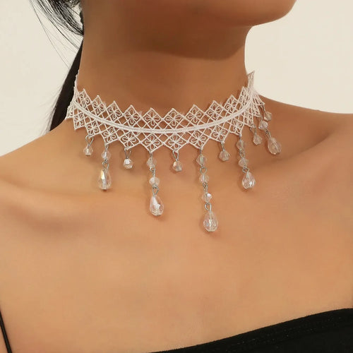 Lady Chokers Leaf Tassel Women Neck Jewelry Accessory Girl Lace Gothic