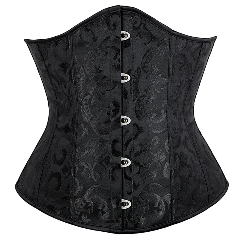 Women Gothic Sexy Satin Underbust Corset Bustier Waist Cincher