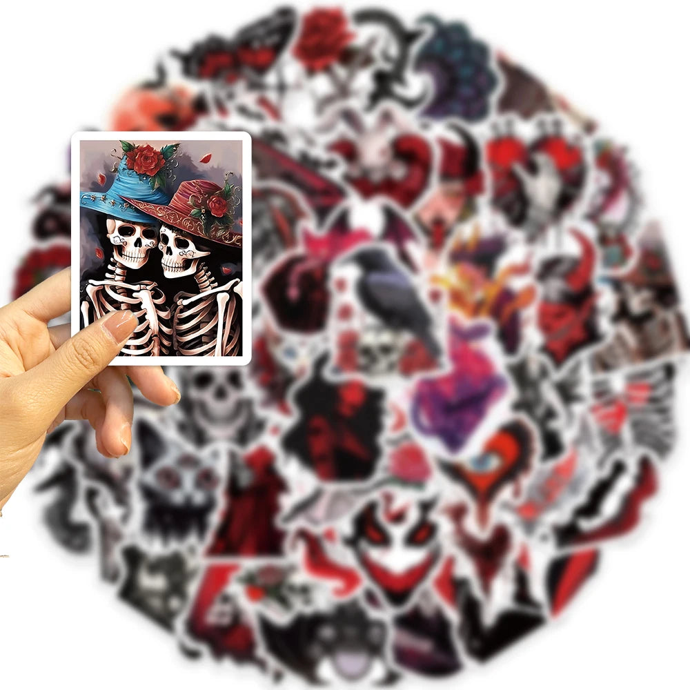 50pcs Horror Skull Gothic Stickers Aesthetic Graffiti Stickers Luggage