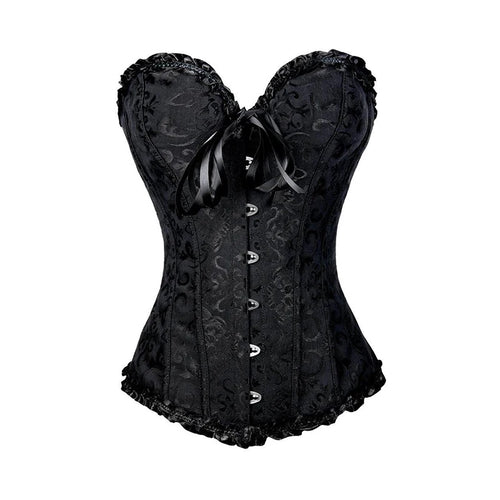 BurVogue Women Lace Up Sexy Floral  Boned Corset Overbust Body Shaper