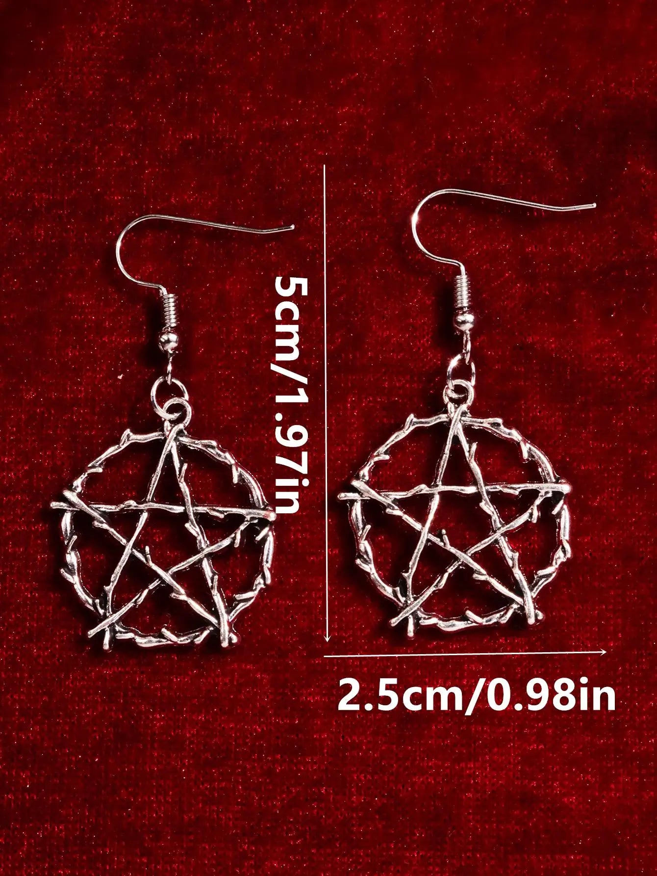 Gothic Pentagon Thorns Metal Star Drop Earring Dangle Harajuku  Unique