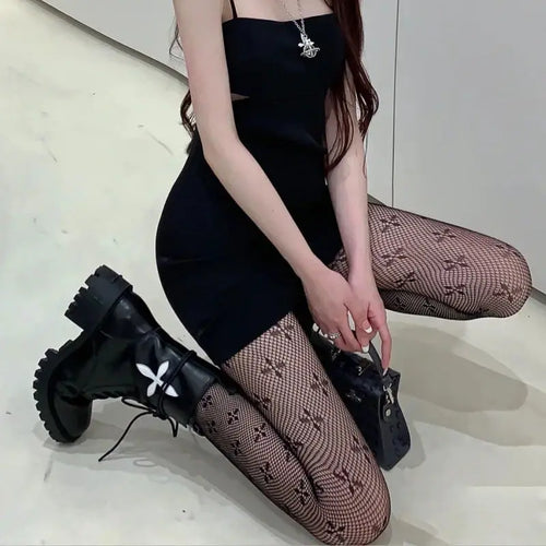 Skull Fishnet Stocking Women's Hollow Garter Bat Gothic Dark Mesh