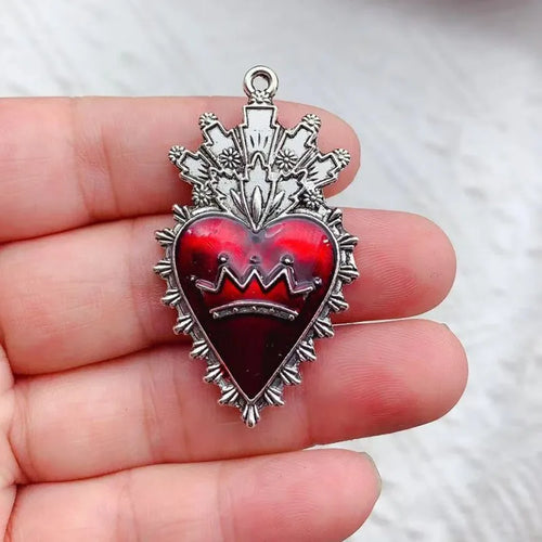 10pcs Mixed Silver Plated Enamel New Gothic Style Sacred Heart Alloy