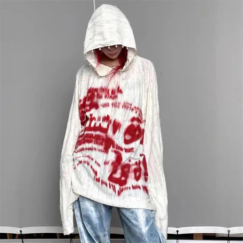 Autumn Fashion Gothic Clothing Grunge Top Y2K Dark Punk Hole Chic