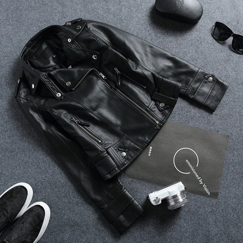 Fall Women Short Black PU Jacket Gothic Punk Style Fashion Motorcycle