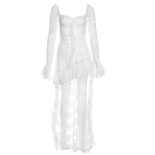 Fairycore Lace Flare Sleeve Square Neck A-line Dress Sweet E-girl