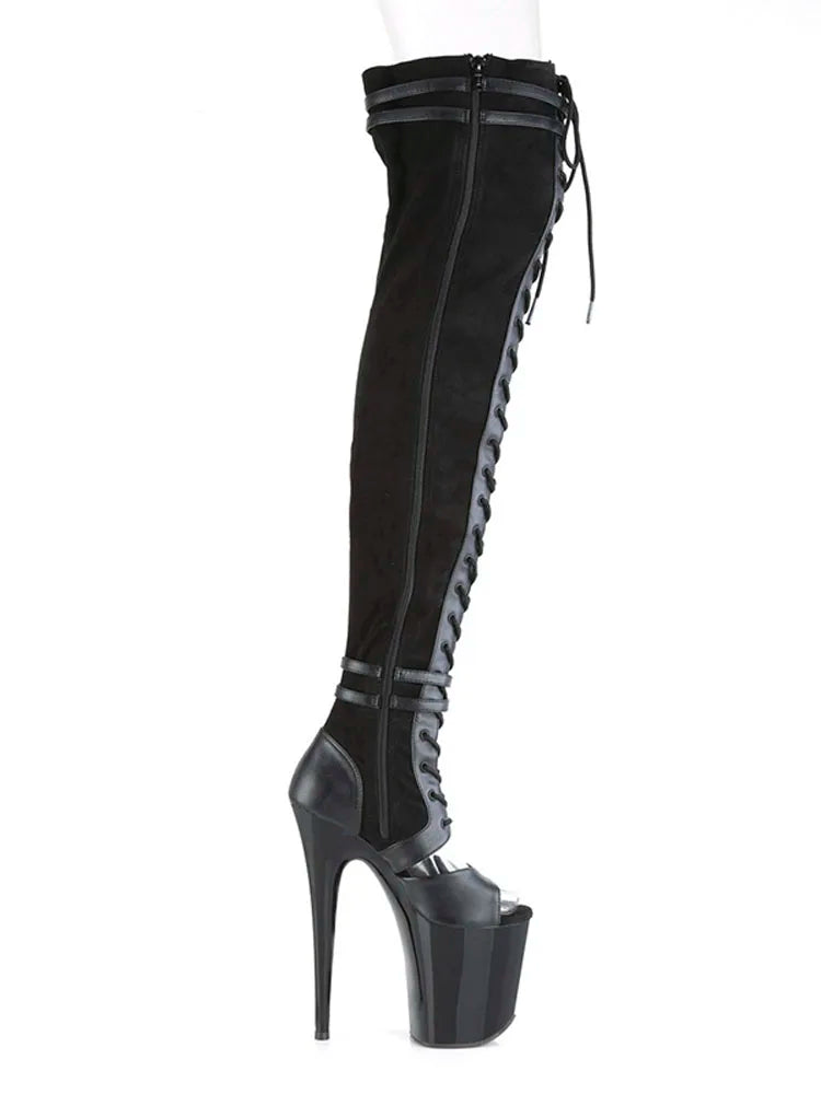 20cm Gothic Red Women's Exotic Dancer Thin Heels Platform Boots
