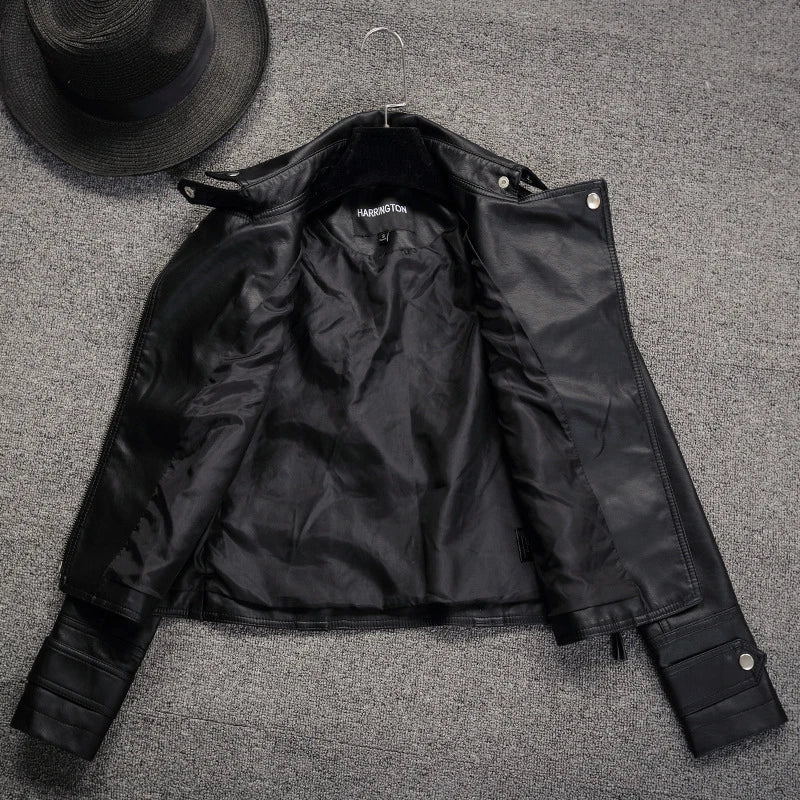 Fall Women Short Black PU Jacket Gothic Punk Style Fashion Motorcycle