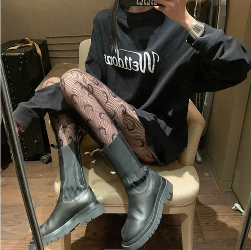 Skull Fishnet Stocking Women's Hollow Garter Bat Gothic Dark Mesh