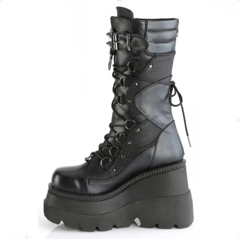 Brand Design Ladies High Platform Boots Big Size Rivet Goth High Heels