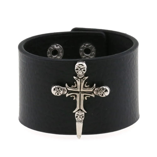 2024 New PU Leather Studded Bracelet Punk Bracelet Adjustable Goth