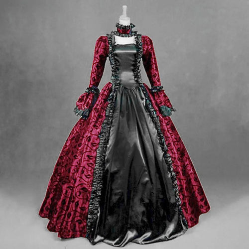 New Women's Retro Long Sleeve Dress Medieval Victorian Court Lace