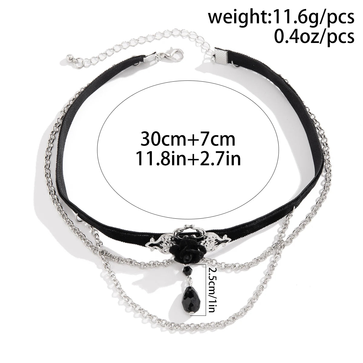 PuRui Punk Black Cotton Rope Choker for Women Link Chain Tassel