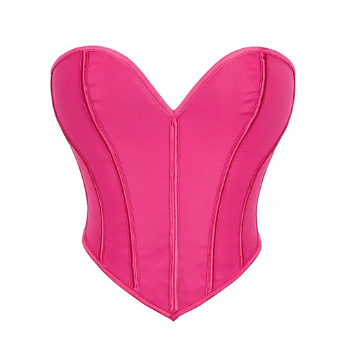 Sexy Women Overbust Corsets Crop Tops Golden Printed Bustiers Lace Up