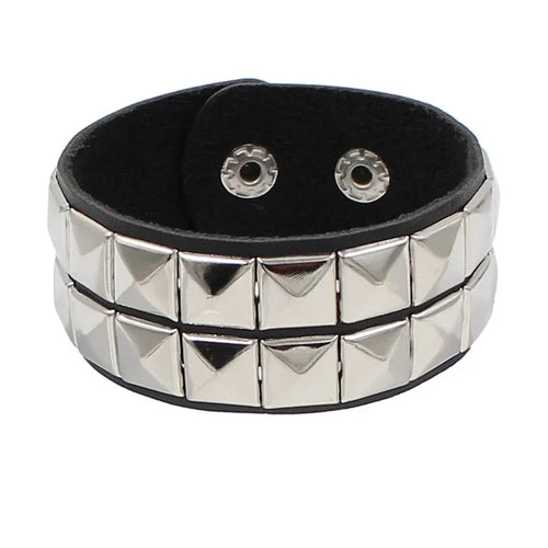 2024 New PU Leather Studded Bracelet Punk Bracelet Adjustable Goth