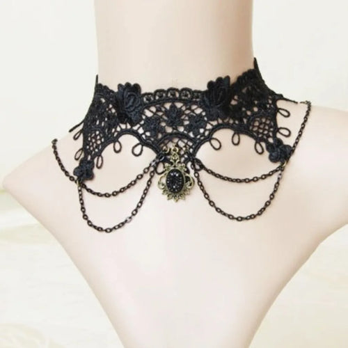 Lady Chokers Leaf Tassel Women Neck Jewelry Accessory Girl Lace Gothic