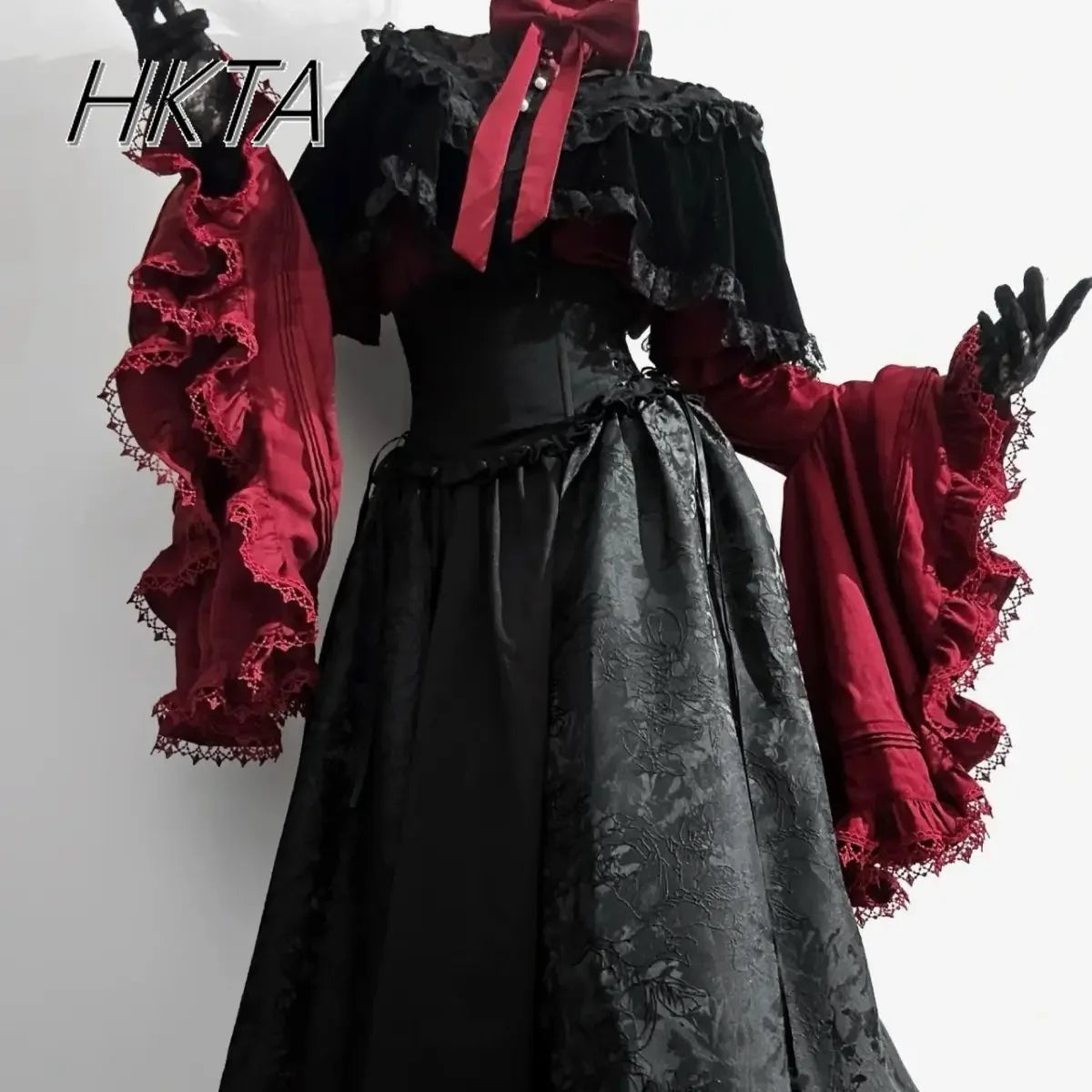 Gothic Shirt Y2k Top Lolita Girls Ruffle Umbrella Skirt High Waist