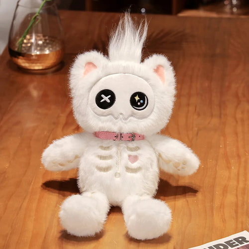 35cm Kawaii Black Serie Skeleton Cat Soft Plush Toy Creative Stuffed