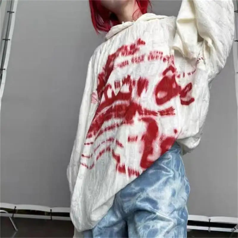 Autumn Fashion Gothic Clothing Grunge Top Y2K Dark Punk Hole Chic
