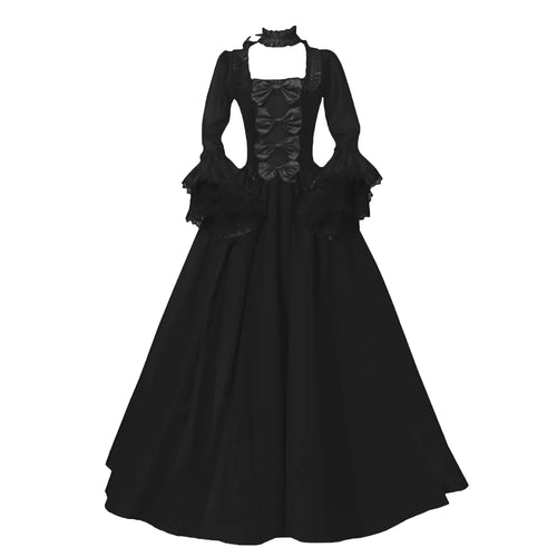 Medieval Victorian Court Lace Patchwork Gothic Dress Halloween Witch