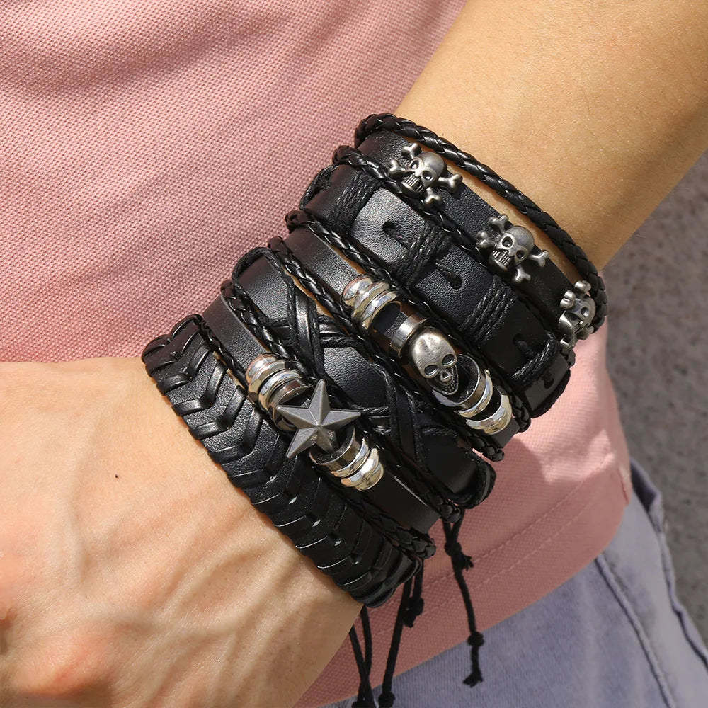 Fashion Bracelet Viking  Bracelet For Men Hand Bracelets Woven Skull
