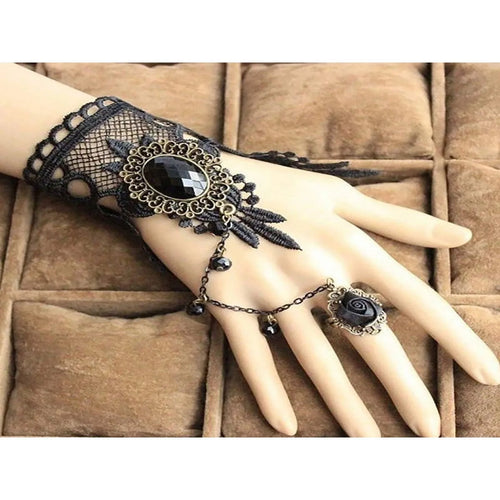 New Sexy Gothic Chokers Crystal Black Lace Neck Choker Necklace