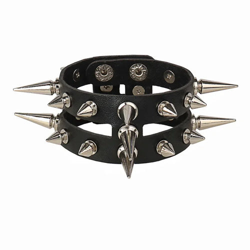2024 New PU Leather Studded Bracelet Punk Bracelet Adjustable Goth